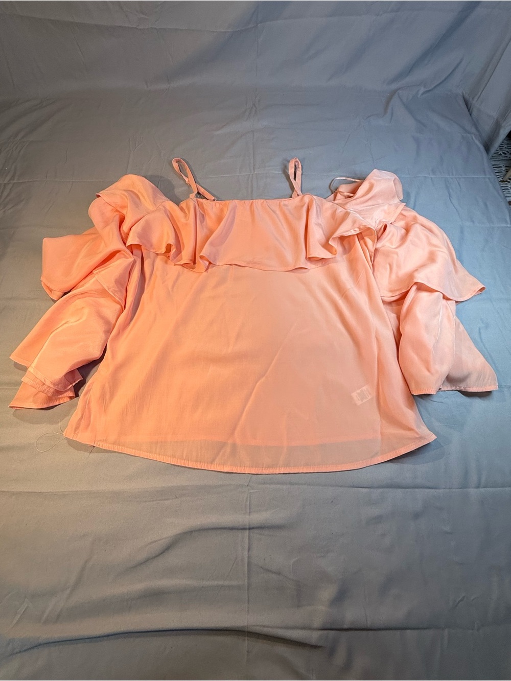 Express Women's Peach Off-Shoulder Ruffle Blouse
